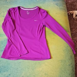 Nike Pink Fitted Long Sleeve Tee